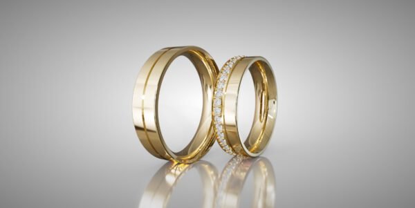 AL0060-PAR DE ALIANÇA EM OURO 18K